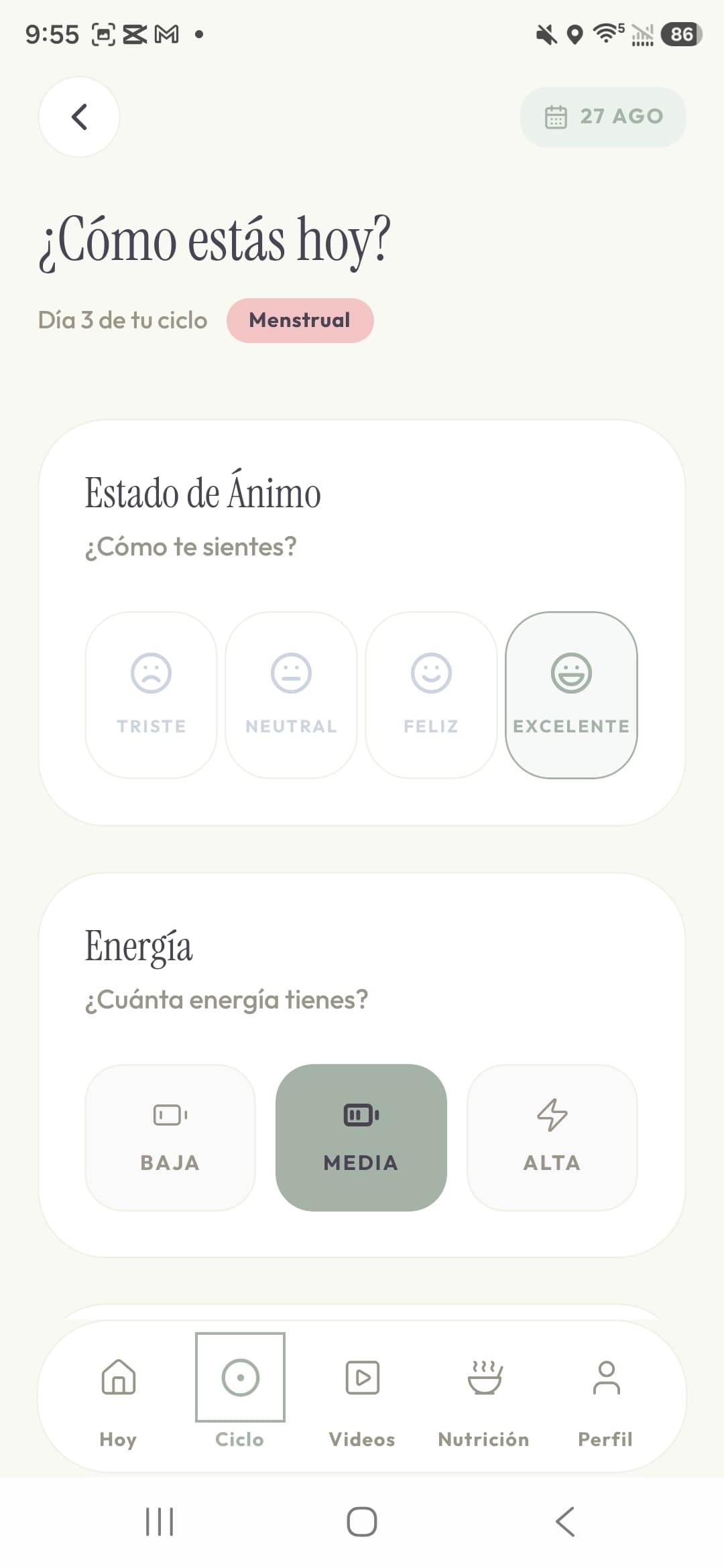 Nivel de energía